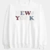 Büyük Boy New York Grafikli Mürettebat Sweatshirt