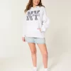 Büyük Boy NY Grafik Kapüşonlu Sweatshirt