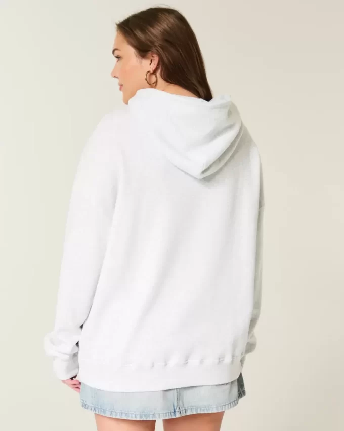 Büyük Boy NY Grafik Kapüşonlu Sweatshirt