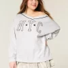 Büyük Boy NYC Grafik V Yaka Sweatshirt