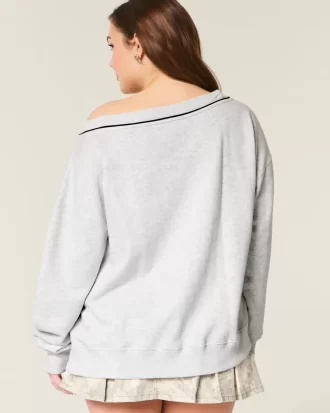 Büyük Boy NYC Grafik V Yaka Sweatshirt