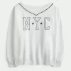 Büyük Boy NYC Grafik V Yaka Sweatshirt