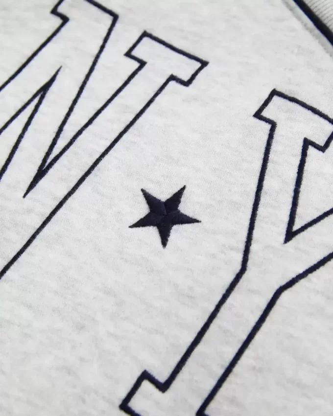 Büyük Boy NYC Grafik V Yaka Sweatshirt