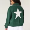 Büyük Boy NYC Grafik Yarım Fermuarlı Kazak