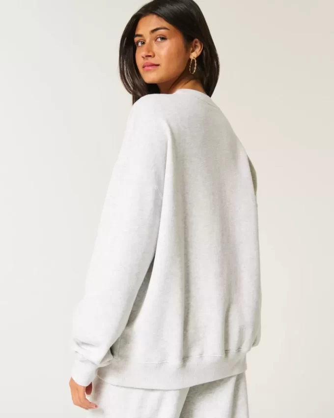 Büyük Boy Ocean Beach Grafikli Mürettebat Sweatshirt