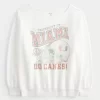 Büyük Boy Omuzdan Askılı Miami Üniversitesi Grafik Sweatshirt