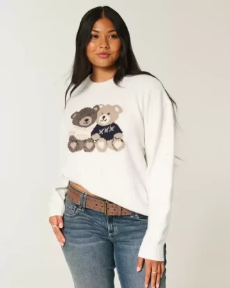Büyük Boy Teddy Ayıcıklı Grafik Kazak