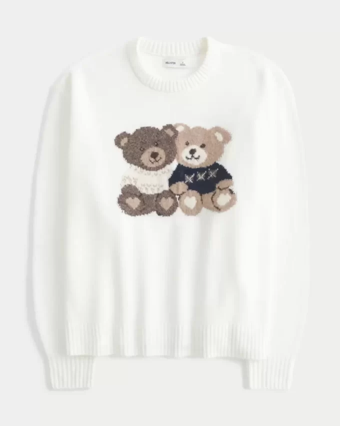 Büyük Boy Teddy Ayıcıklı Grafik Kazak