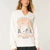 Büyük Boy Teksas Üniversitesi Grafik Çentik Yaka Sweatshirt