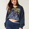 Büyük Boy UCLA Grafik Çentikli Yaka Sweatshirt