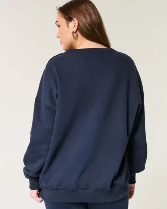 Büyük Boy UCLA Grafik Çentikli Yaka Sweatshirt