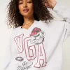 Büyük Boy UGA Dawgs Grafik Çentik Yaka Sweatshirt