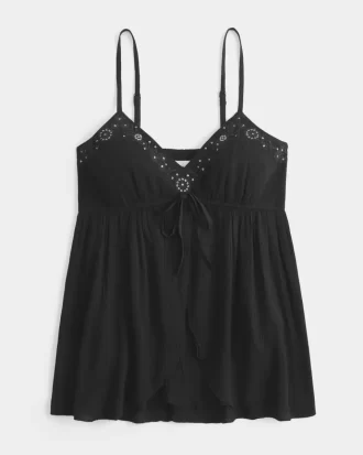Crinkle Shine Flyaway Babydoll Üst