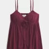 Crinkle Shine Flyaway Babydoll Üst