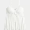 Crinkle Shine Flyaway Babydoll Üst