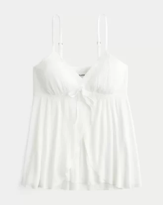 Crinkle Shine Flyaway Babydoll Üst
