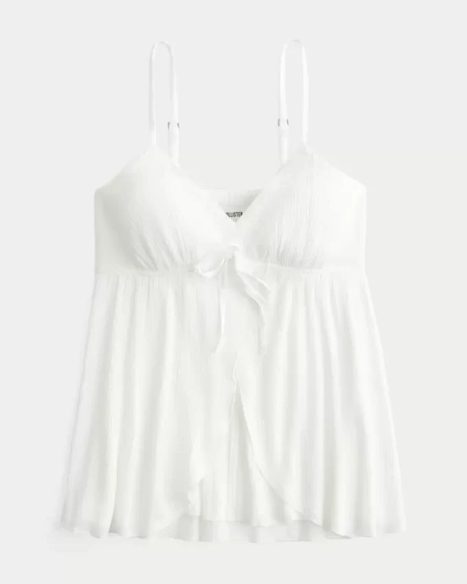 Crinkle Shine Flyaway Babydoll Üst