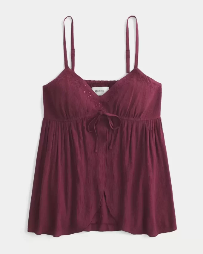 Crinkle Shine Flyaway Babydoll Üst