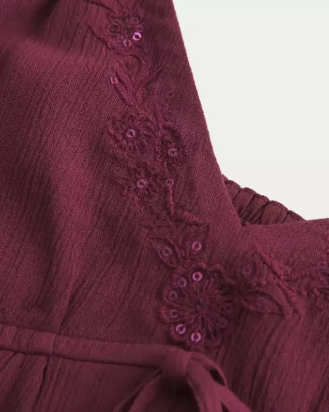 Crinkle Shine Flyaway Babydoll Üst