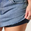 Curvy Düşük Bel Orta Yıkama Kot Mini Etek