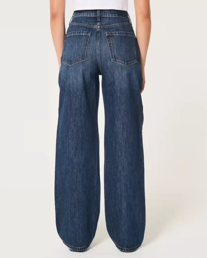 Curvy Ultra Yüksek Bel Koyu Yıkama Bol Pantolon