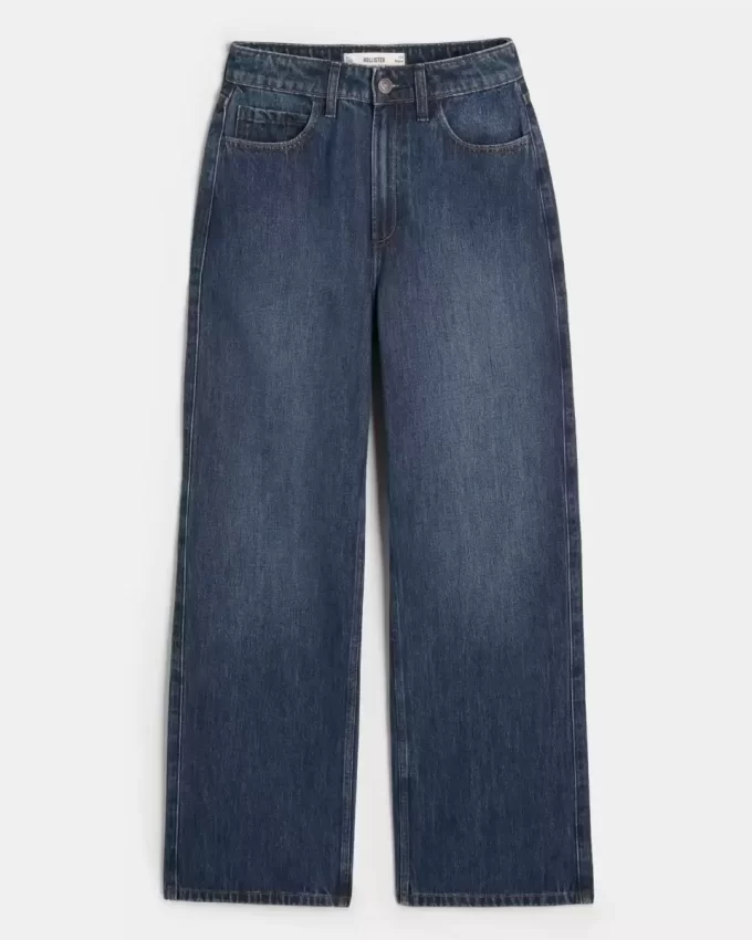 Curvy Ultra Yüksek Bel Koyu Yıkama Bol Pantolon