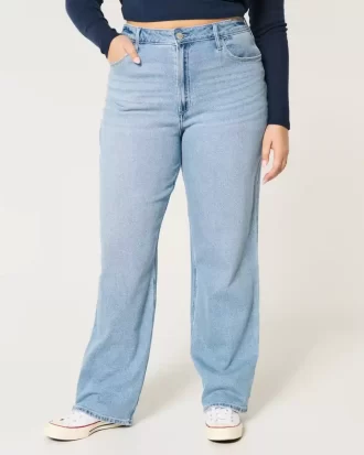 Curvy Ultra Yüksek Bel Orta Yıkama Baba Kot Pantolonu