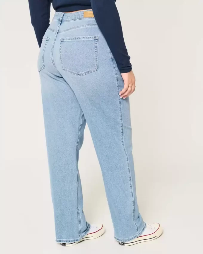 Curvy Ultra Yüksek Bel Orta Yıkama Baba Kot Pantolonu