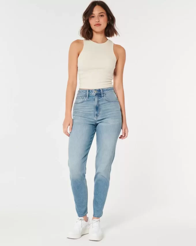 Curvy Ultra Yüksek Bel Orta Yıkama Mom Jean