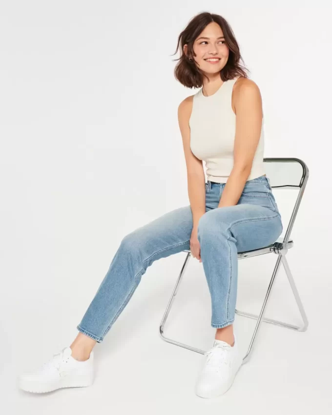 Curvy Ultra Yüksek Bel Orta Yıkama Mom Jean