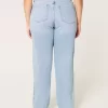 Curvy Ultra Yüksek Bel Yırtık Açık Yıkama Baba Kot Pantolonu
