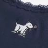 Dantel Kenarlı Köpek Grafikli Atlet