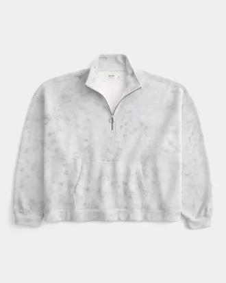 Dikdörtgen Kesim Çeyrek Fermuarlı Sweatshirt