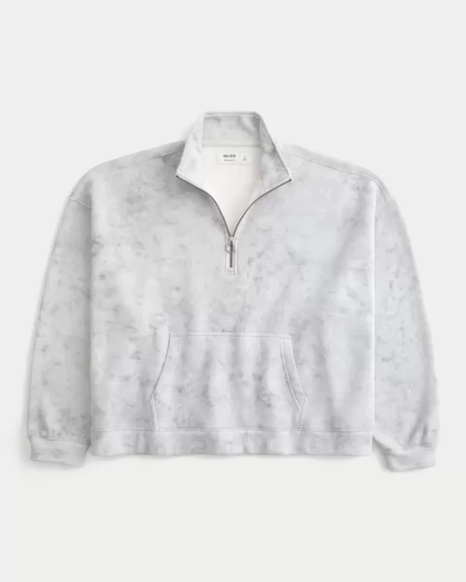 Dikdörtgen Kesim Çeyrek Fermuarlı Sweatshirt