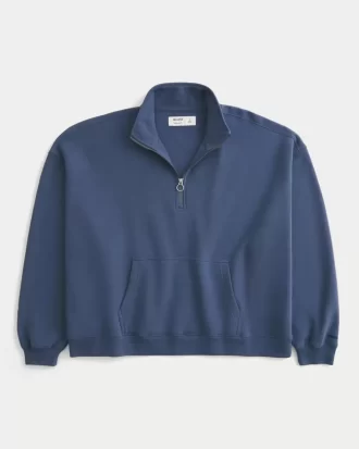 Dikdörtgen Kesim Çeyrek Fermuarlı Sweatshirt