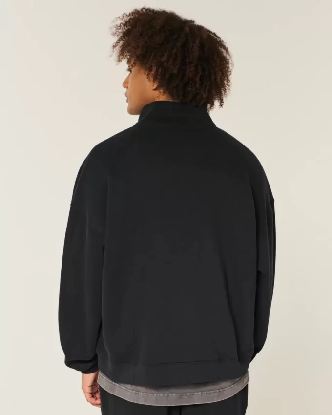 Dikdörtgen Kesim Çeyrek Fermuarlı Sweatshirt