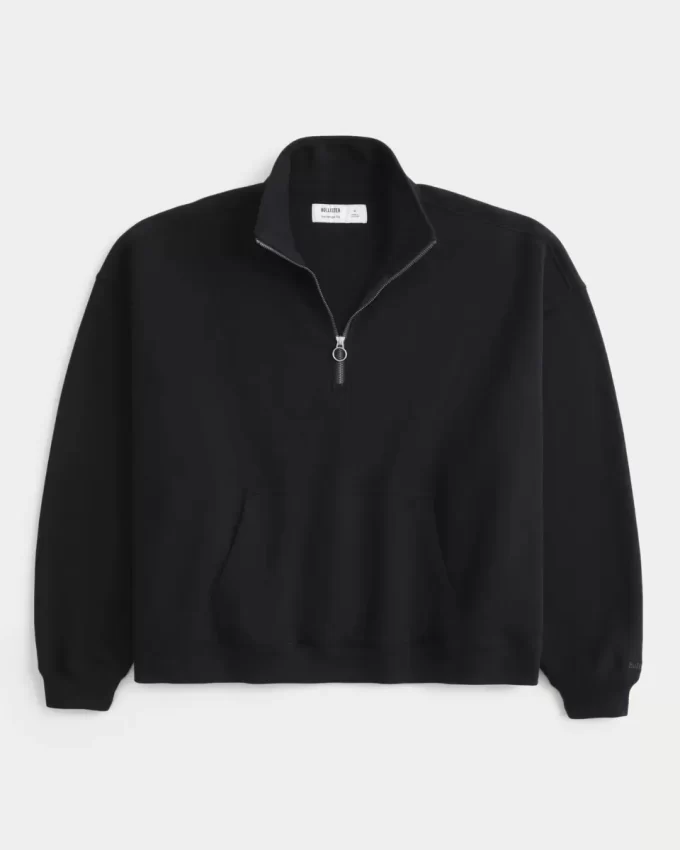 Dikdörtgen Kesim Çeyrek Fermuarlı Sweatshirt