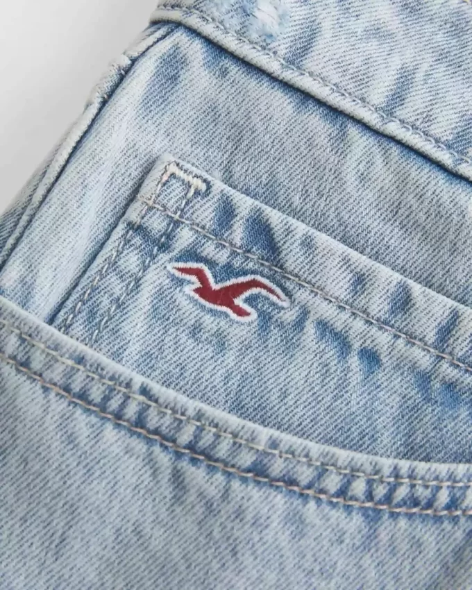Düşük Bel Açık Yıkama Kot Mini Etek