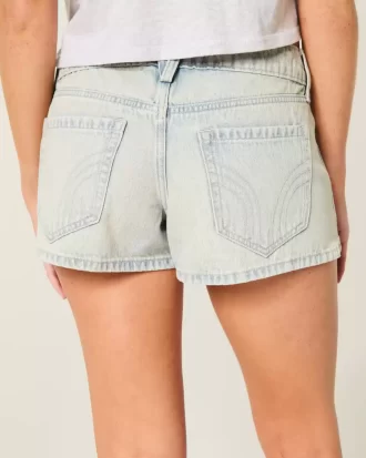 Düşük Bel Açık Yıkama Kot Mini Şort