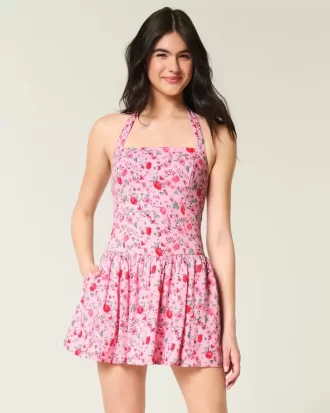 Düşük Bel Askılı Mini Elbise