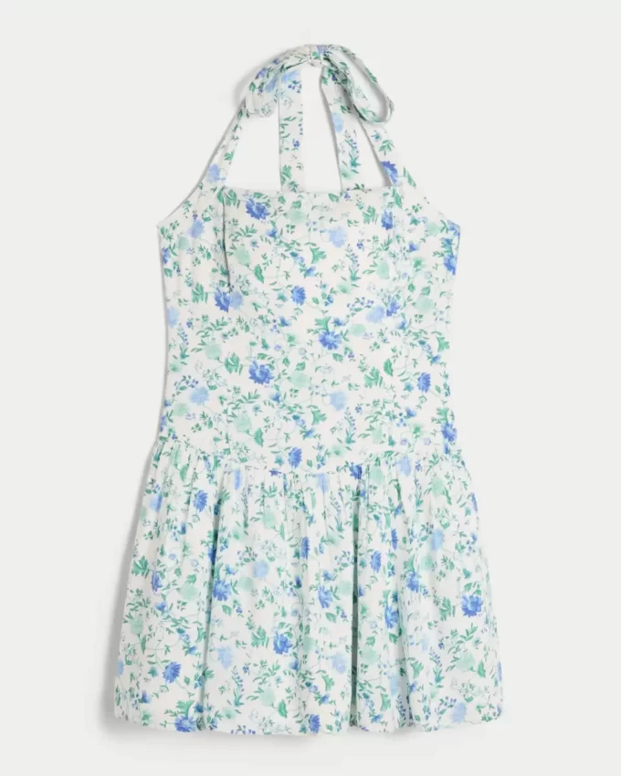 Düşük Bel Askılı Mini Elbise