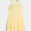 Düşük Bel Askılı Mini Elbise