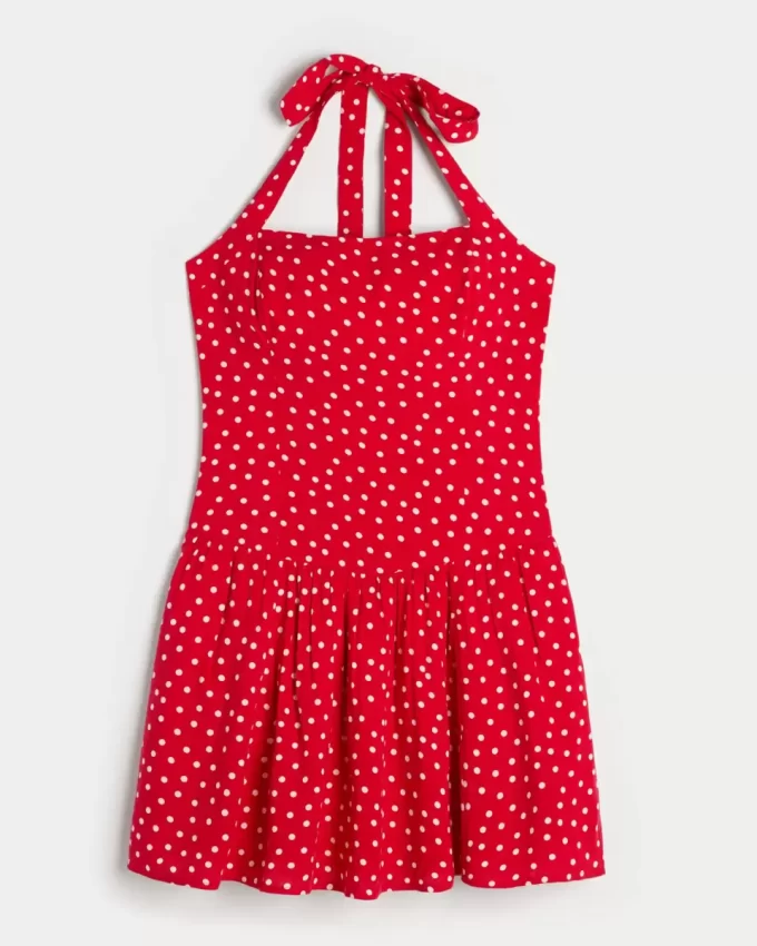Düşük Bel Askılı Mini Elbise