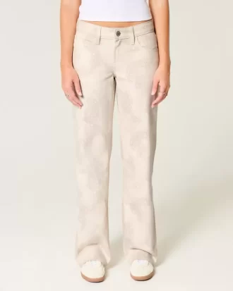 Düşük Bel Baskılı Bol Pantolon