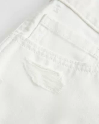 Düşük Bel Eskitilmiş Beyaz Kot Mini Şort