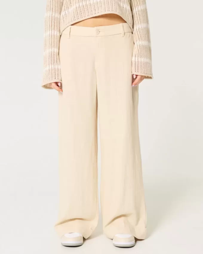 Düşük Bel Geniş Paça Pantolon Düşük Bel Geniş Paça Pantolon