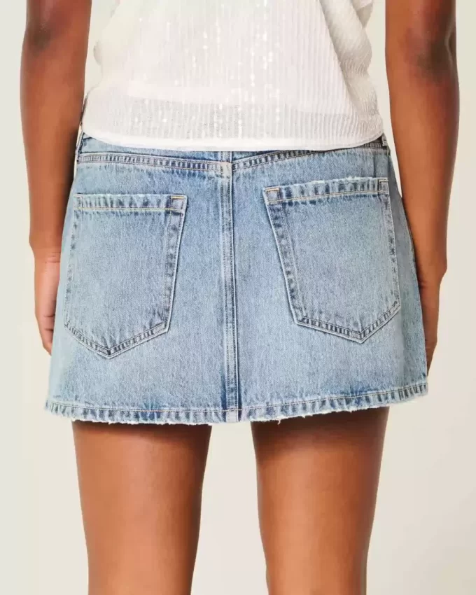 Düşük Bel Kot Mini Etek