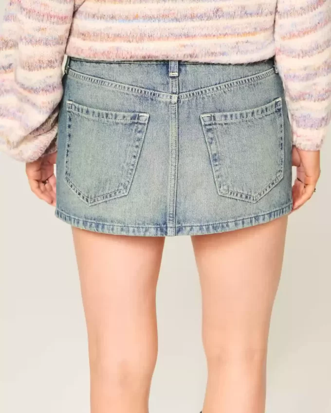 Düşük Bel Kot Mini Etek