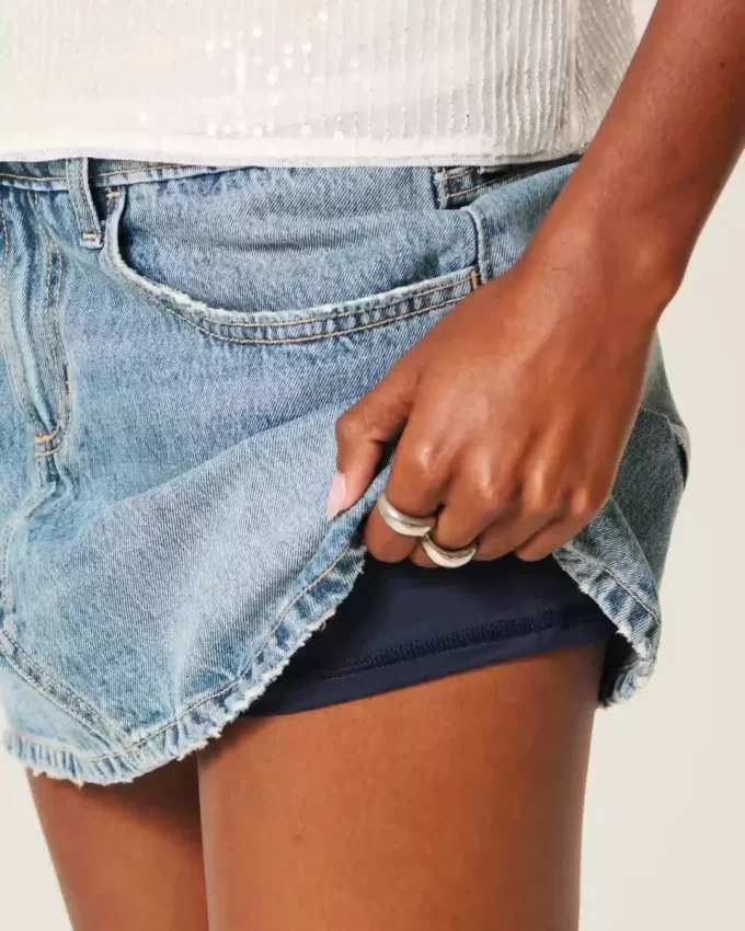 Düşük Bel Kot Mini Etek