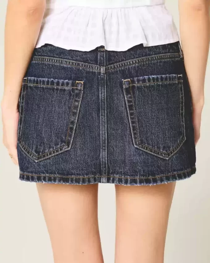 Düşük Bel Kot Mini Etek